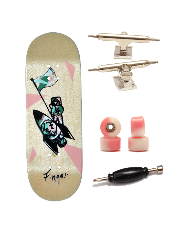 Finga dřevěný fingerboard profesionální - Design - Astronaut přírodní