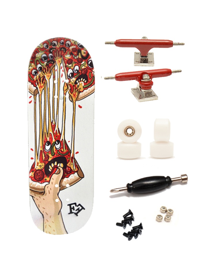 Finga dřevěný fingerboard profesionální - Design - Pizza bílá