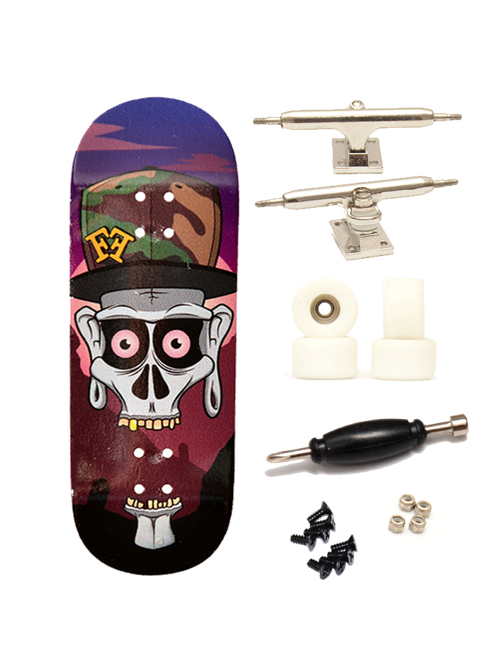 Finga dřevěný fingerboard profesionální - Design - Lebka 34mm