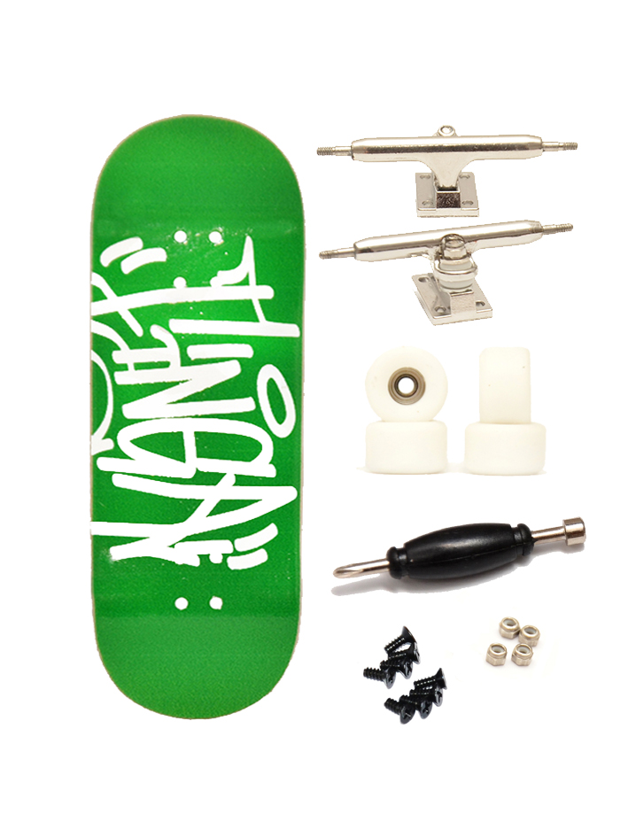 Finga dřevěný fingerboard profesionální - Design - Tag zelená 34mm