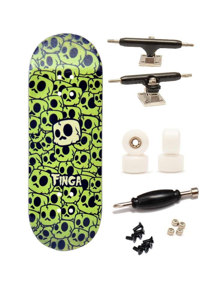 Finga dřevěný fingerboard profesionální - Design - Skull invasion