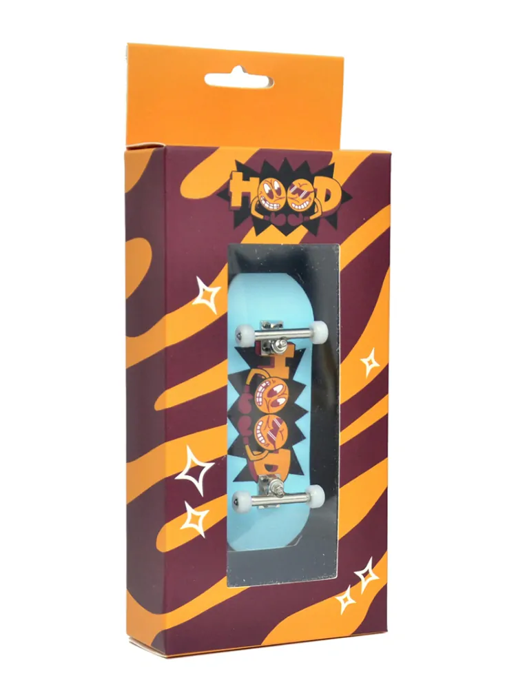 HOOD dřevěný fingerboard - Logo - tyrkysová 34mm
