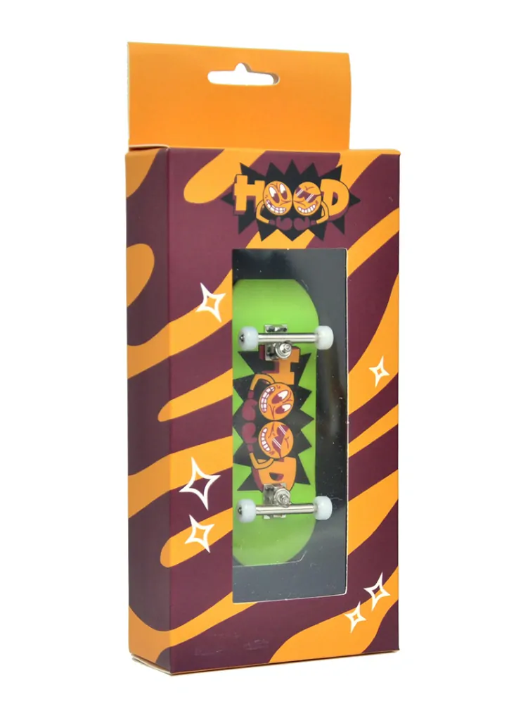 HOOD dřevěný fingerboard - Logo - zelená 34mm