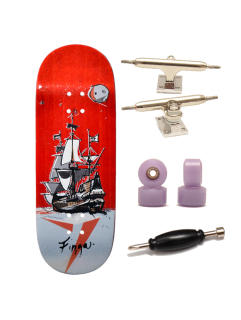 Finga dřevěný fingerboard profesionální - Design - Loď červená