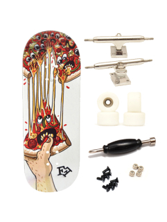 Finga dřevěný fingerboard profesionální - Design - Pizza bílá 34mm