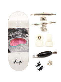 Finga dřevěný fingerboard profesionální - Design - Spot bílá 34mm
