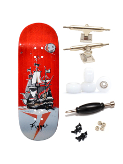 Finga dřevěný fingerboard - Design - Loď červená
