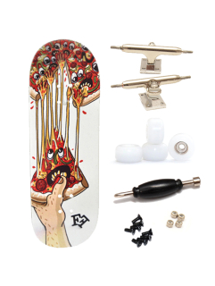 Finga dřevěný fingerboard - Design - Pizza bílá