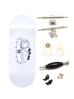 Finga dřevěný fingerboard profesionální - Design DIP - Seafood dreams bílá 34mm